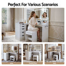 Artiss Dressing Table Corner Vanity Desk Set Stool LED Charging Station White-9