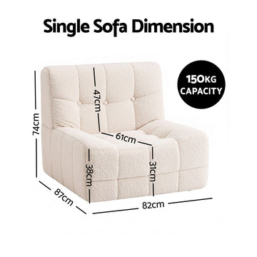 Artiss Set of 3 Sofa Modular Boneless Couches No Assembly White - 0