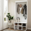 Artiss Shoe Rack Cabinet Hall Tree Coat Rack 180CM White-1