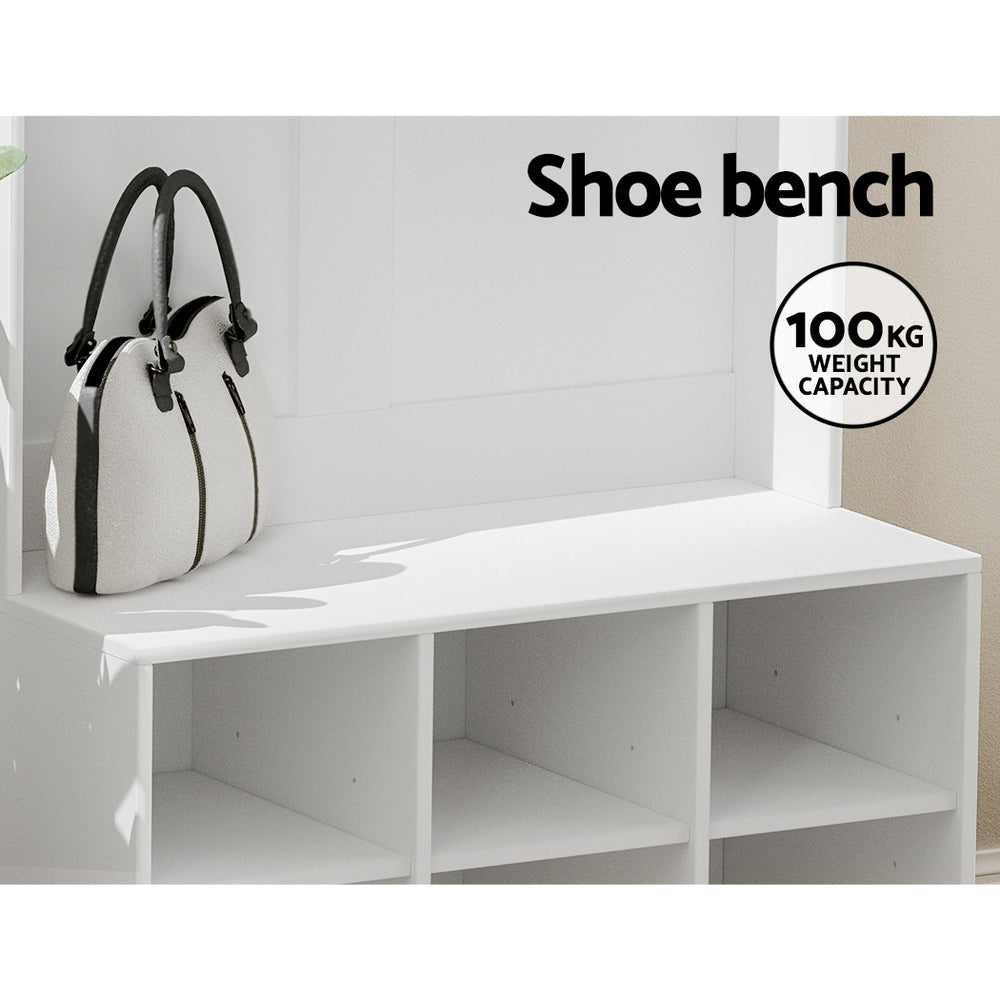 Artiss Shoe Rack Cabinet Hall Tree Coat Rack 180CM White