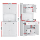 Artiss Buffet Sideboard Cabinet Cupboard Pantry Storage Shelves Hutch White-3