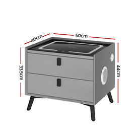 Artiss Smart Bedside Table with Wireless Charging - AIKA Grey - 0