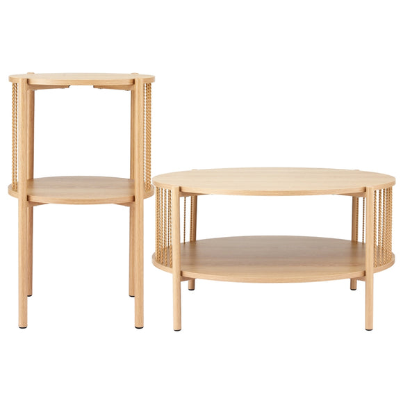 Artiss Coffee Table 2-Tier Round Wood