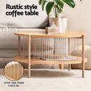 Artiss Coffee Table 2-Tier Round Wood-4