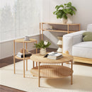 Artiss Coffee Table 2-Tier Round Wood-7