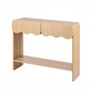 Artiss 2-Drawer Console Table, Scalloped Entryway Table with Safe Rounded Corners, 100 x 31 x 80 cm-1