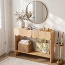 Artiss 2-Drawer Console Table, Scalloped Entryway Table with Safe Rounded Corners, 100 x 31 x 80 cm-9