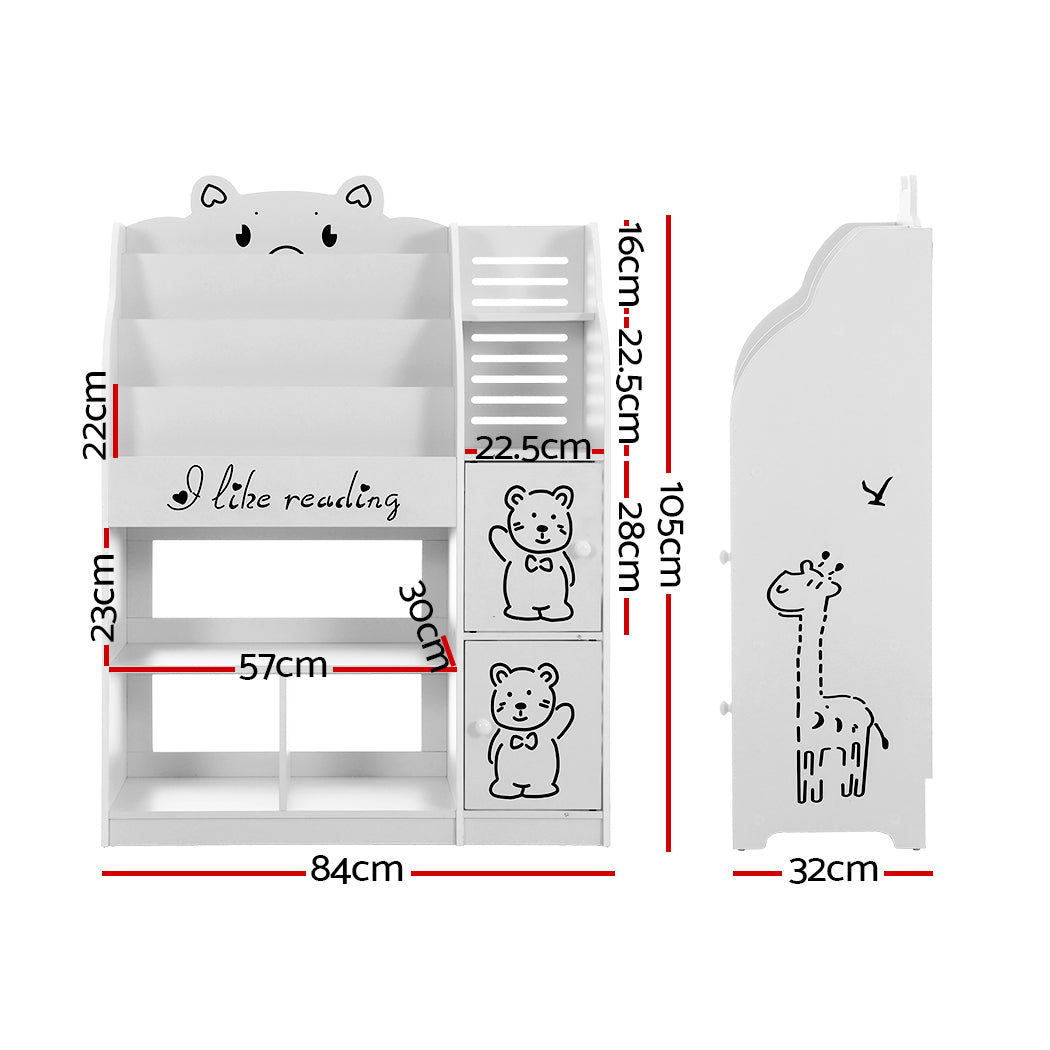 Keezi 4 Tiers Kids Bookshelf Storage Children Bookcase Toy Organiser Display - 0