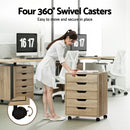 Artiss 5-Drawer Filing Cabinet Mobile Rolling Storage Cabinet Chest of Drawers Stand Scratch Beige-4