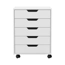 Artiss 5-Drawer Filing Cabinet Mobile Rolling Storage Cabinet Chest of Drawers Stand White-3