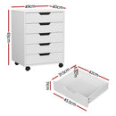 Artiss 5-Drawer Filing Cabinet Mobile Rolling Storage Cabinet Chest of Drawers Stand White-3