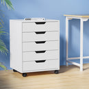 Artiss 5-Drawer Filing Cabinet Mobile Rolling Storage Cabinet Chest of Drawers Stand White-8