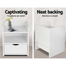Artiss Bedside Table 1 Drawer with Shelf - FARA White-5