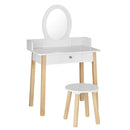 Keezi Kids Dressing Table Chair Set Wooden Leg Vanity Makeup Drawer Mirror-1