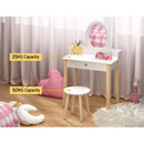 Keezi Kids Dressing Table Chair Set Wooden Leg Vanity Makeup Drawer Mirror-5