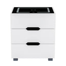 Artiss Smart Bedside Table 3 Drawers with Wireless Charging Ports LED White ADAD-3