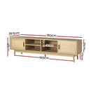 Artiss TV Cabinet Entertainment Unit Storage Cabinets Rattan Wooden 180CM-4
