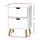Artiss Bedside Table 2 Drawers - BODEN White-3