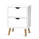 Artiss Bedside Table 2 Drawers - BODEN White-2