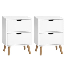 Artiss 2X Bedside Table 2 Drawers - BODEN White - 0