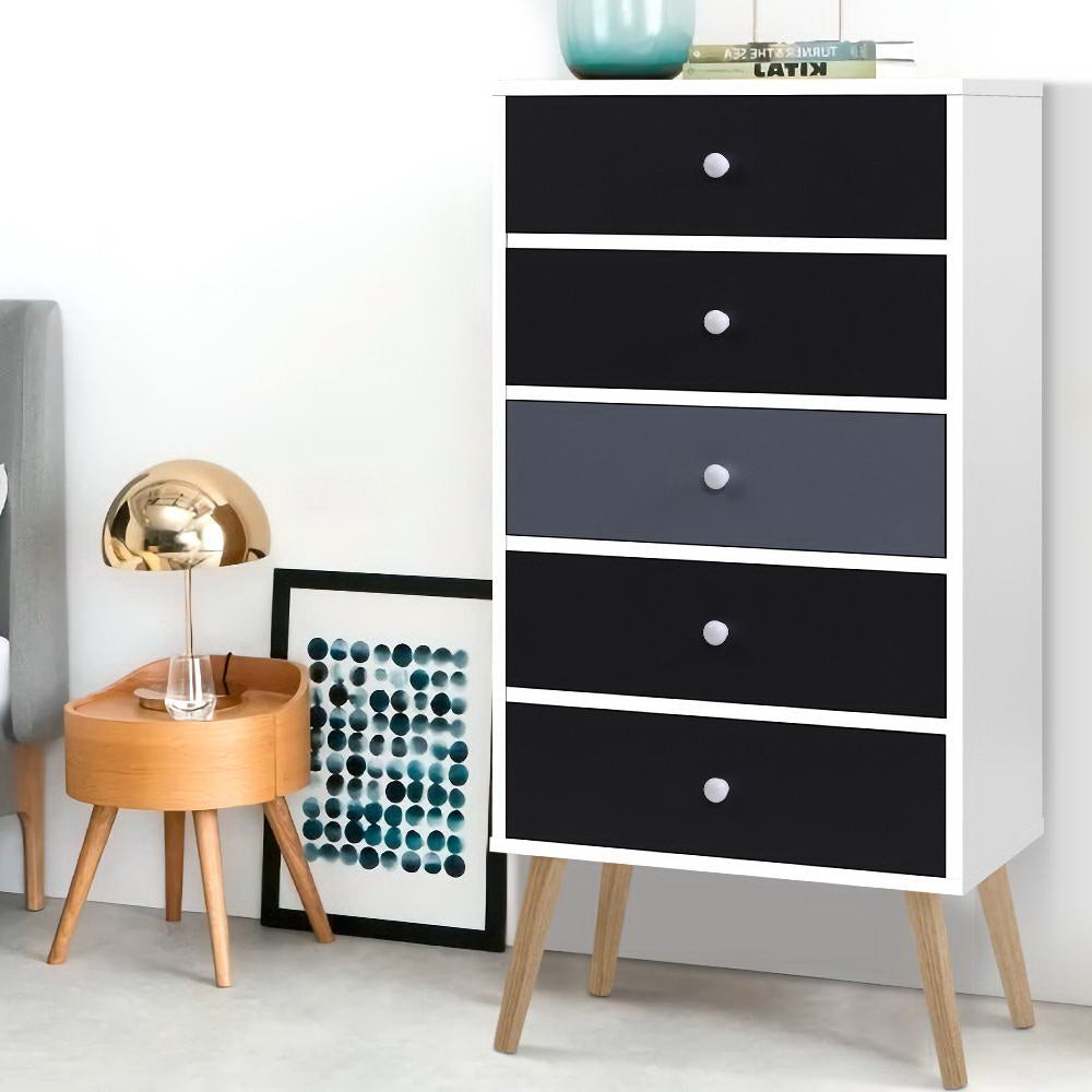 Artiss 5 Chest of Drawers - BONDS White