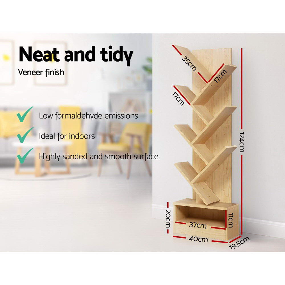 Artiss Tree Bookshelf 7 Tiers - ECHO Oak