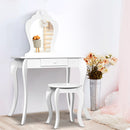 Keezi Kids Dressing Table Stool Set Vanity Mirror Princess Children Makeup White-1