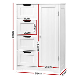 Artiss Bathroom Cabinet Storage Drawers White - 0