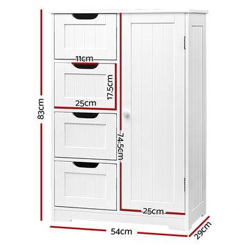 Artiss Bathroom Cabinet Storage Drawers White - 0