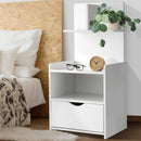 Artiss Bedside Table 1 Drawer with Shelves - EVERMORE White-3
