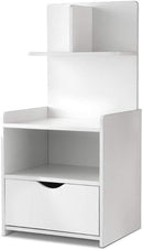 Artiss Bedside Table 1 Drawer with Shelves - EVERMORE White-5