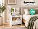 Artiss Bedside Table 1 Drawer with Shelves - EVERMORE White-6