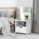 Artiss Bedside Table 1 Drawer with Shelves - EVERMORE White-9