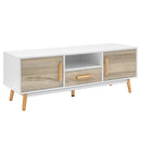 Artiss Wooden Entertainment Unit - White & Wood-3