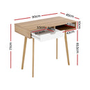 Artiss Computer Desk Drawer Cabinet Shelf Oak 90CM-2