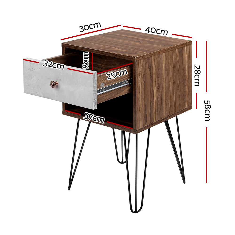 Artiss Bedside Table 1 Drawers with Shelf - LARS - 0