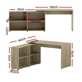 Artiss Computer Desk Bookshelf Oak 130CM - 0