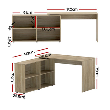 Artiss Computer Desk Bookshelf Oak 130CM - 0