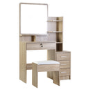 Artiss Dressing Table Stool Set 4 Drawers Oak-3