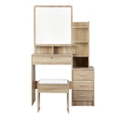 Artiss Dressing Table Stool Set 4 Drawers Oak-5