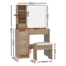 Artiss Dressing Table Set Stool 10 Led Bulbs Wood-2