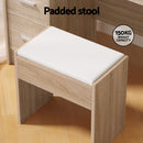 Artiss Dressing Table Set Stool 10 Led Bulbs Wood-6