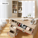 Artiss Dressing Table Set Stool 10 Led Bulbs Wood-5