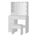 Artiss Dressing Table Set Stool 10 Led Bulbs White Dylan-1