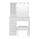 Artiss Dressing Table Set Stool 10 Led Bulbs White Dylan-3