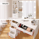 Artiss Dressing Table Set Stool 10 Led Bulbs White Dylan-5