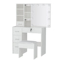 Artiss Dressing Table Set Stool 10 Led Bulbs White Dylan-4