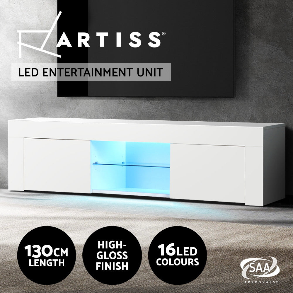 Artiss Entertainment Unit TV Cabinet LED 130cm White Angus