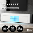 Artiss Entertainment Unit TV Cabinet LED 130cm White Angus-4