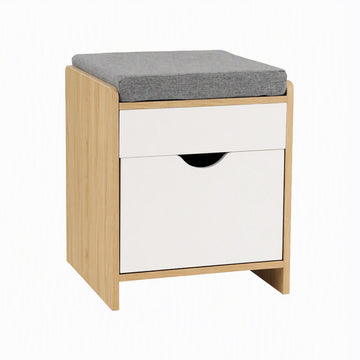 Artiss Storage Ottoman with Drawer 100kg Capacity Footrest Cushion Oak - 0